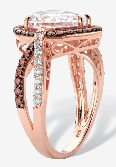Gold over Silver Pear Cut Chcolate Cubic Zirconia Engagement Ring, , on-hover image number null