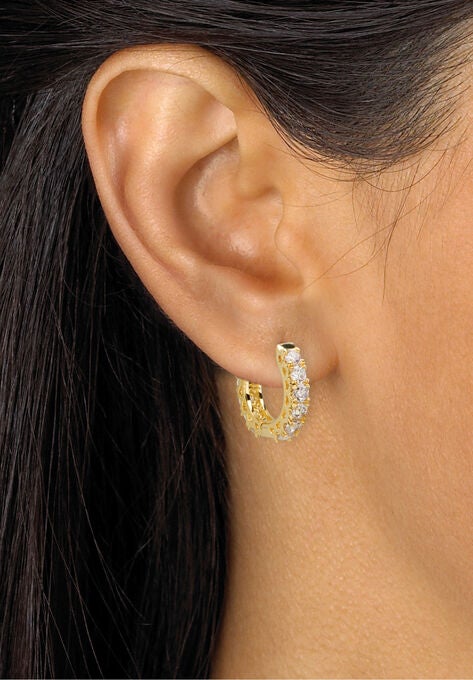 Yellow Gold-Plated Huggie Hoop Earrings, , alternate image number null