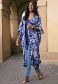 Plus Size Flowy Chiffon Duster