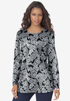 Plus Size Cotton Ultimate Long Sleeve Crewneck Tee