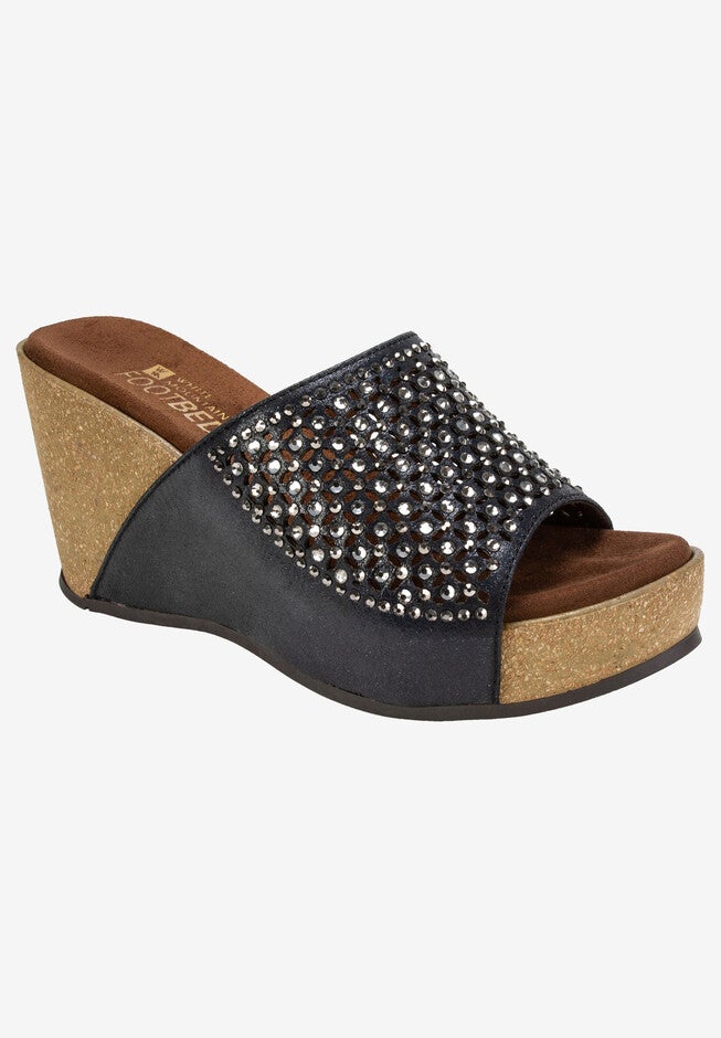 Coventry Sandal by White Mountain, BLACK METALLIC GLITTER, hi-res image number null
