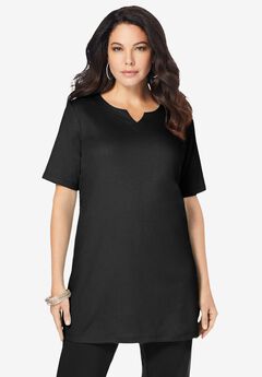 Plus Size Soft Knit Tunic with Notch Neckline