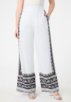 Plus Size Printed Wide Leg Pant
