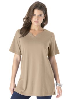 Plus Size Soft Knit Tunic with Notch Neckline