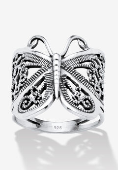 Filigree .925 Sterling Silver Butterfly Wrap Ring