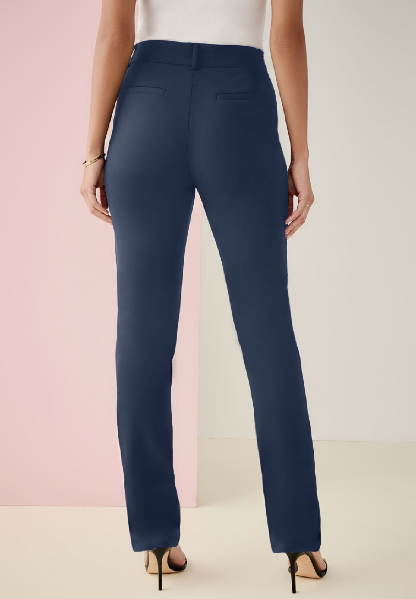 Bi-Stretch Straight Leg Pants, NAVY, on-hover image number 1