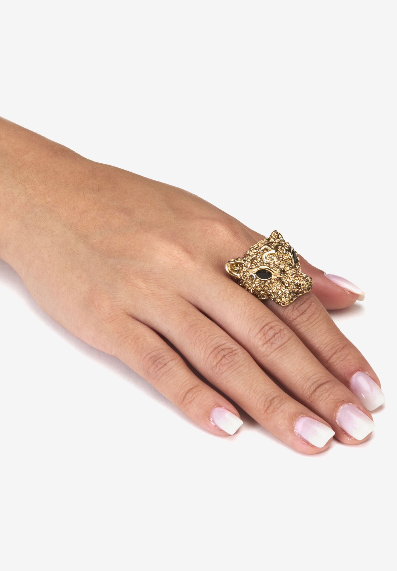 3.99 Tcw Marquise Cut Gold Cz 18K Yellow Gold-Plated Leopard Ring, , alternate image number 2