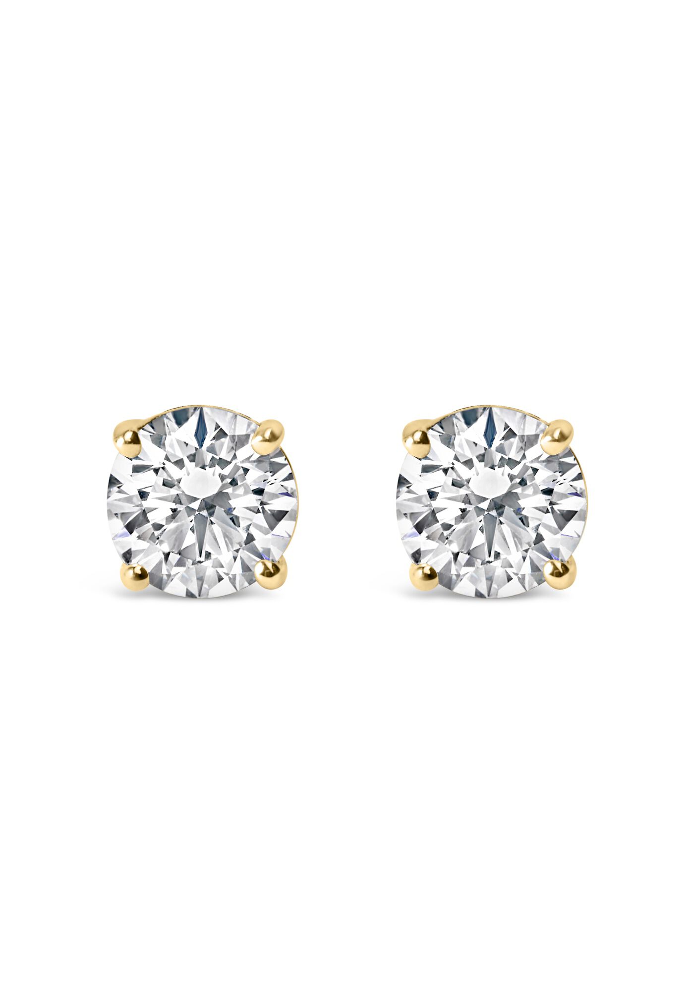 14K Gold 1.0 Cttw Round Brilliant Cut Lab Grown Diamond 4-Prong Classic Solitaire Stud Earrings, YELLOW GOLD, hi-res image number 0