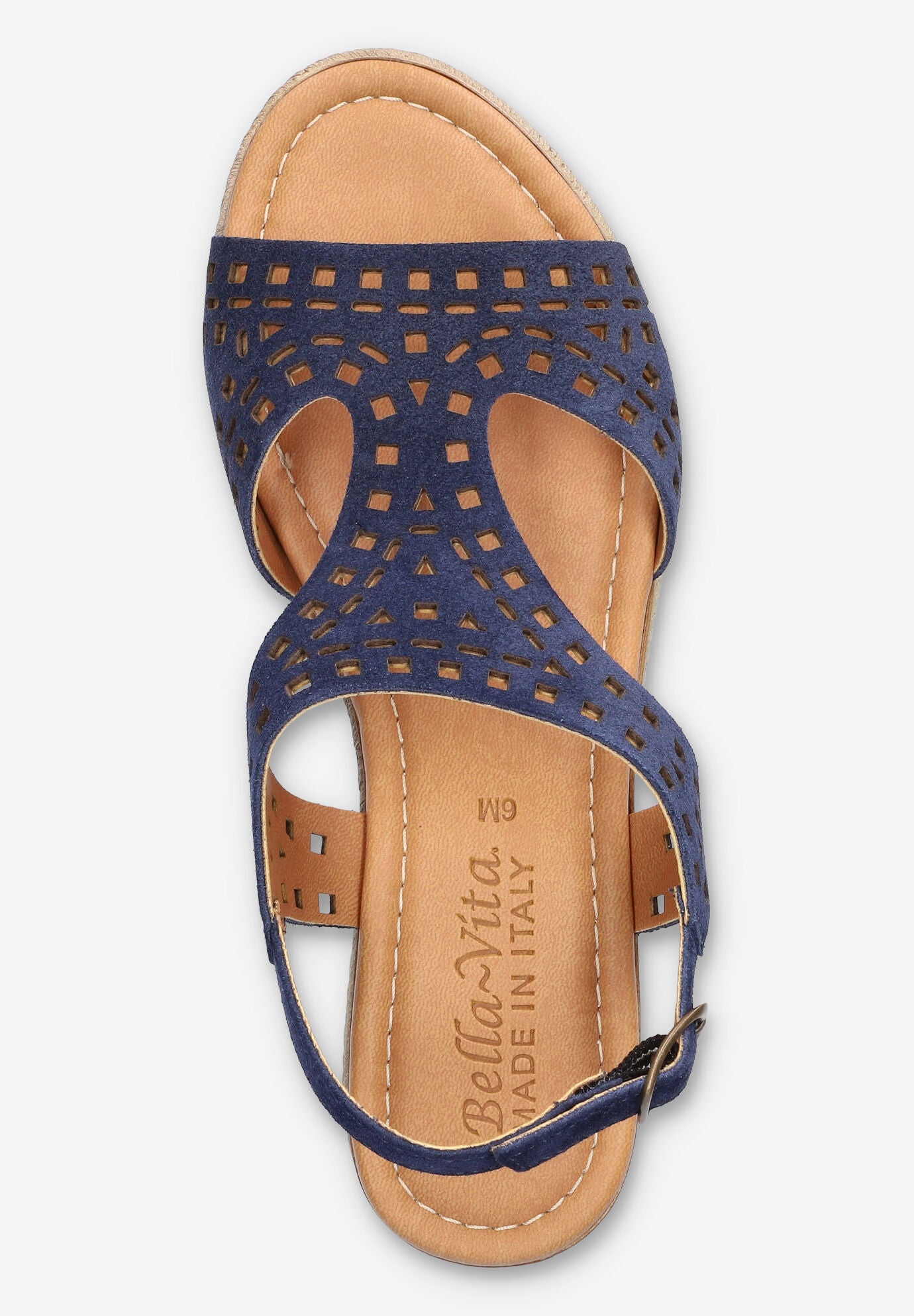Ann-Italy Wedge Sandal, NAVY SUEDE LEATHER, alternate image number 6