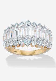 18K Gold & Sterling Silver Cubic Zirconia Ring