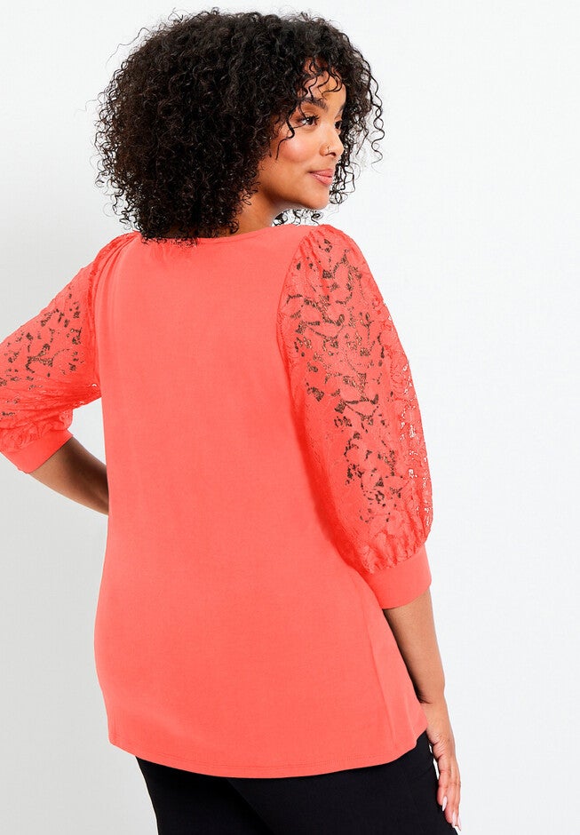 Lace-Trim Boatneck Top, , on-hover image number null