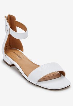 White Leather Wedge Sandals