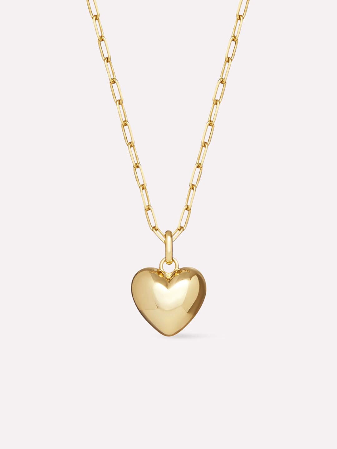 Lev Puffed Heart Necklace, GOLD, hi-res image number 0