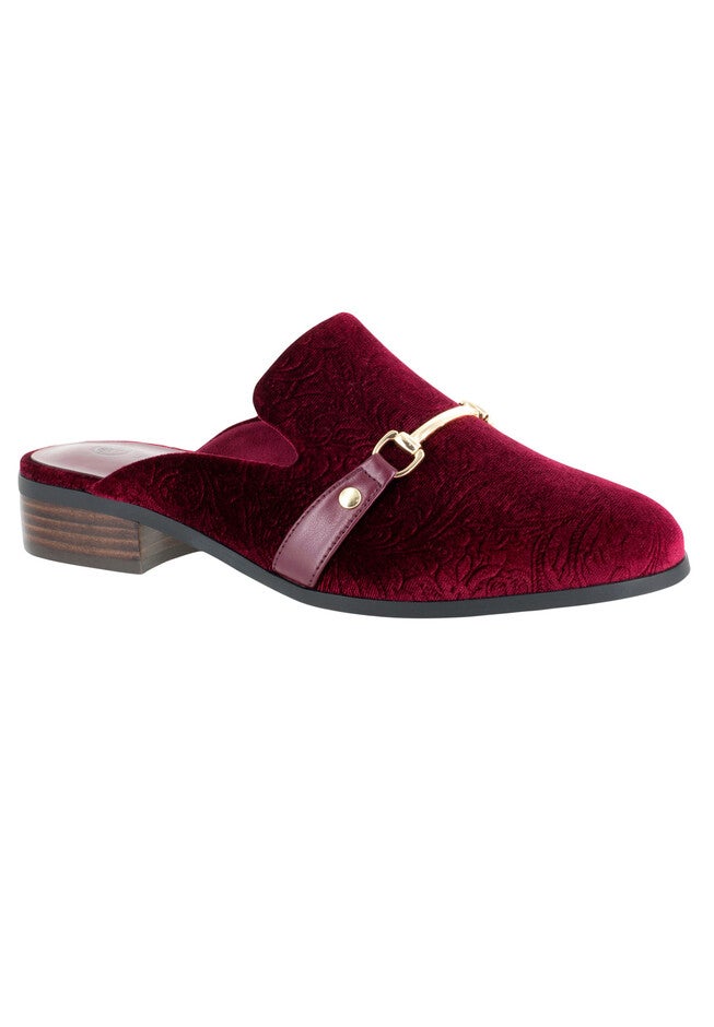 Babs II Mules by Bella Vita®, BURGUNDY EMBOSSED VELVET, hi-res image number null