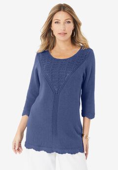 Lace Knit Pullover Sweater