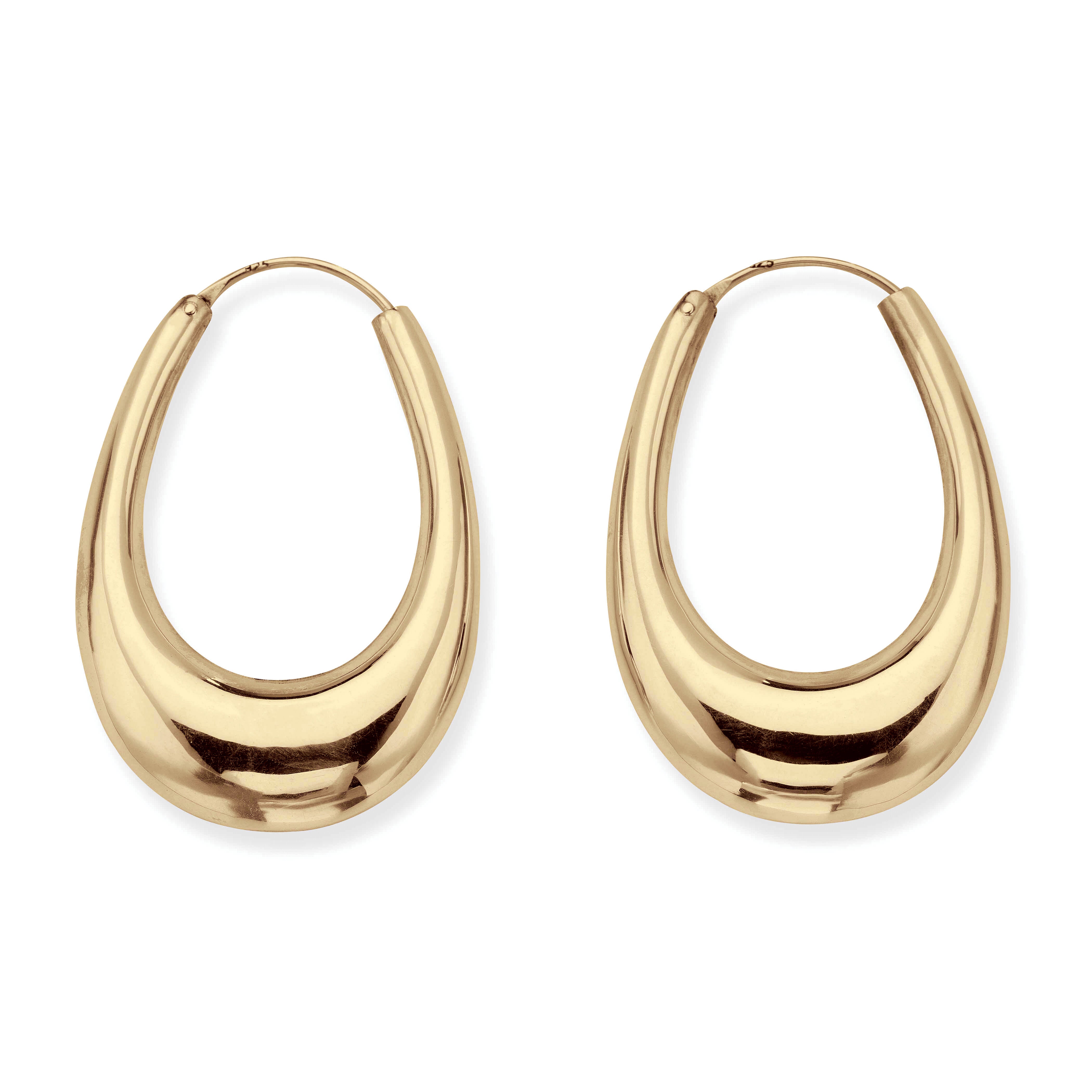 Polished Oval Puffed Hoop Earrings 18K Gold Plated .925 Sterling Silver, GOLD, on-hover image number 1