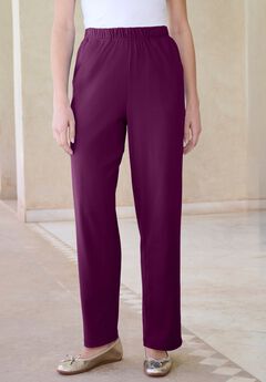 Plus Size Soft Knit Relaxed Pull-On Straight Leg Pant
