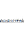 Sterling Silver Gemstone & Round Diamond Tennis Bracelet Aquamarine March Birthstone, , on-hover image number null