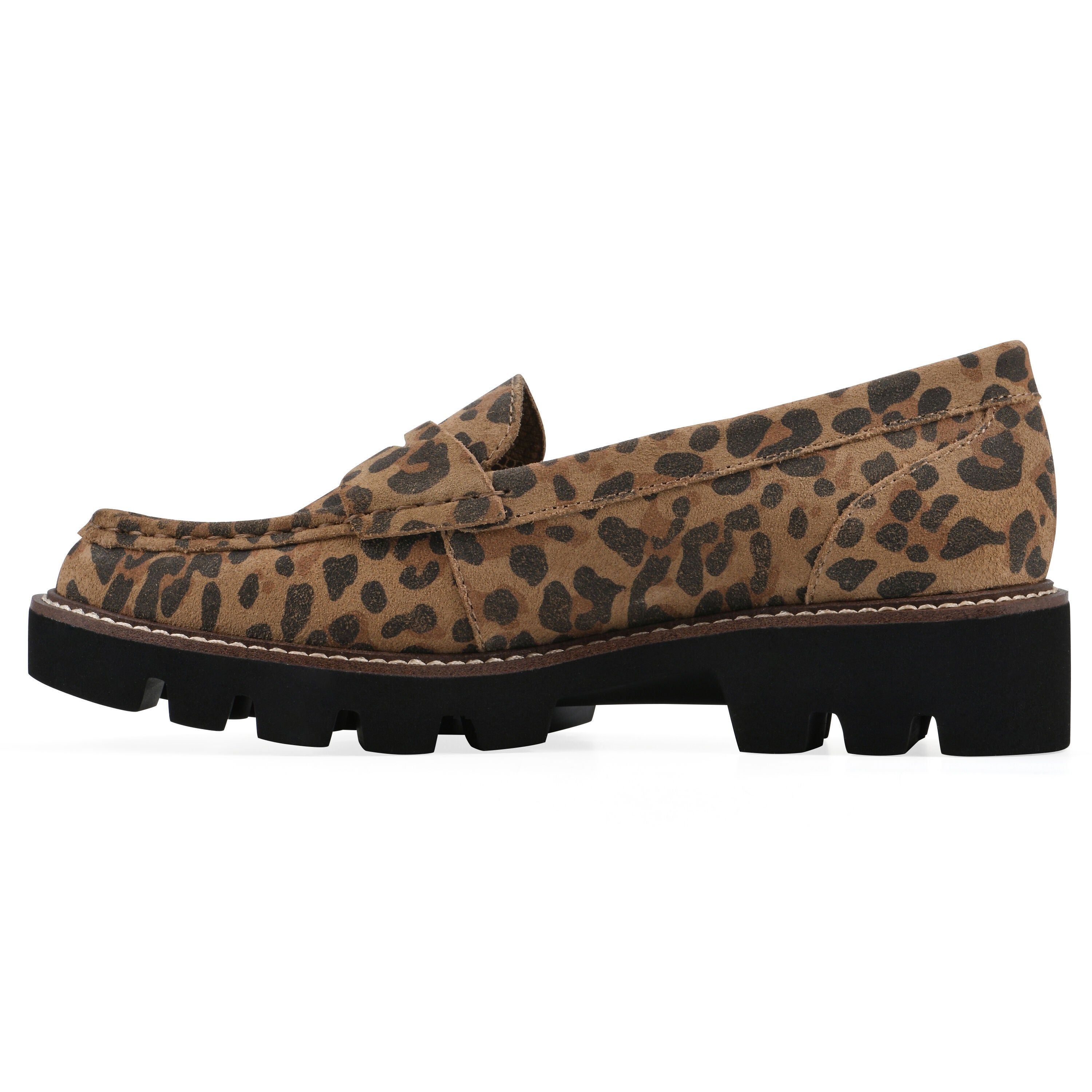 Gunner Lug Sole Loafer, BROWN LEOPARD SUEDE, alternate image number 3