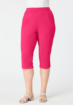 Plus Size Soft Knit Pull-On Capri Pant
