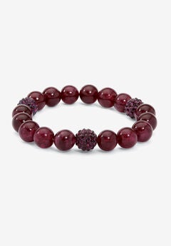 Simulated Birthstones Agate Stretch Bracelet 8"