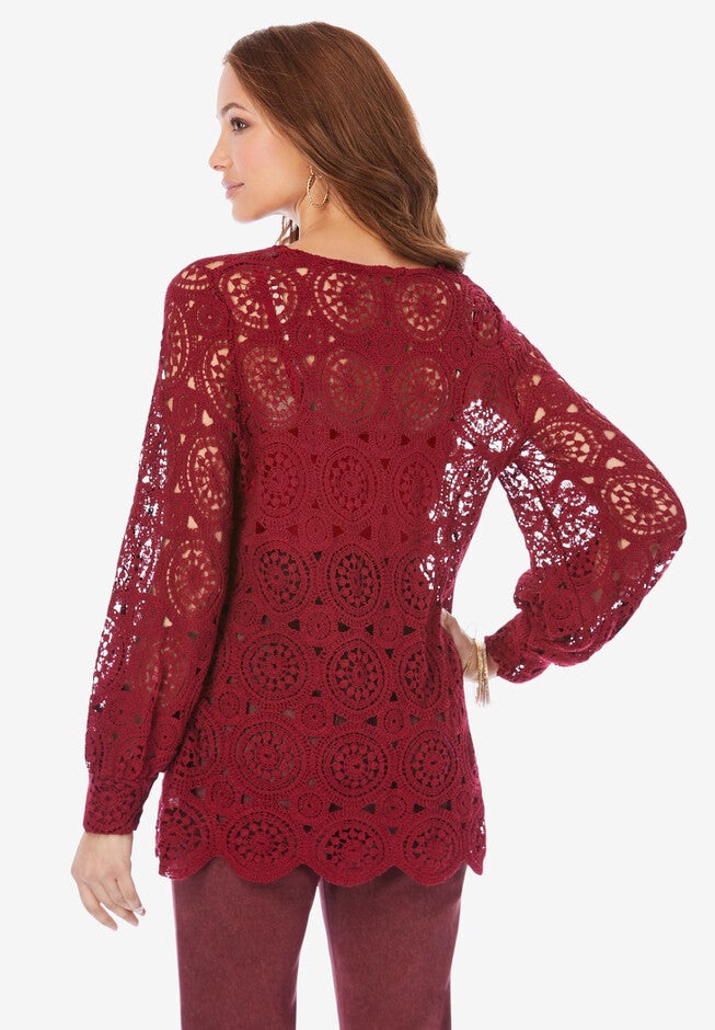 Scallop Crochet Pullover, , on-hover image number null