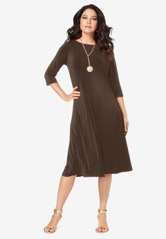 Ultrasmooth® Fabric Boatneck Swing Dress
