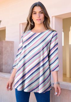 Plus Size Ultimate Three Quarter Sleeve Swing Tee