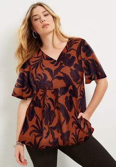 Faux Wrap Fit-and-Flare Top