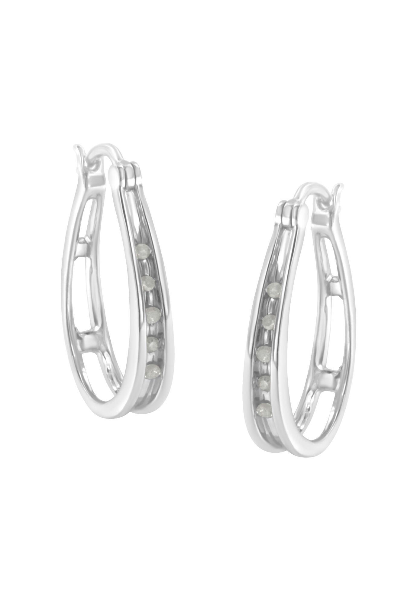 10K White Gold 1/10 Cttw Diamond Journey Style Climber Stud Earrings (H-I Color, I1-I2 Clarity)