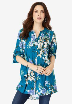 Floral Print Pintuck Tunic