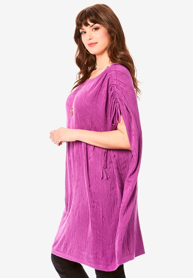 Textured Poncho Sweater, , alternate image number null