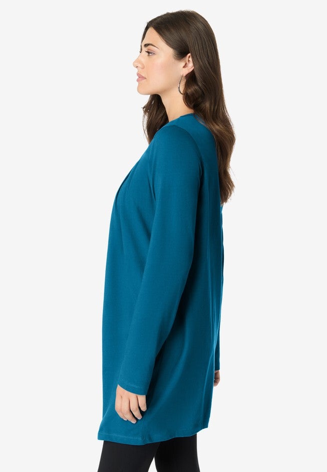 Long-Sleeve Pleatneck Ultimate Tunic, , alternate image number null