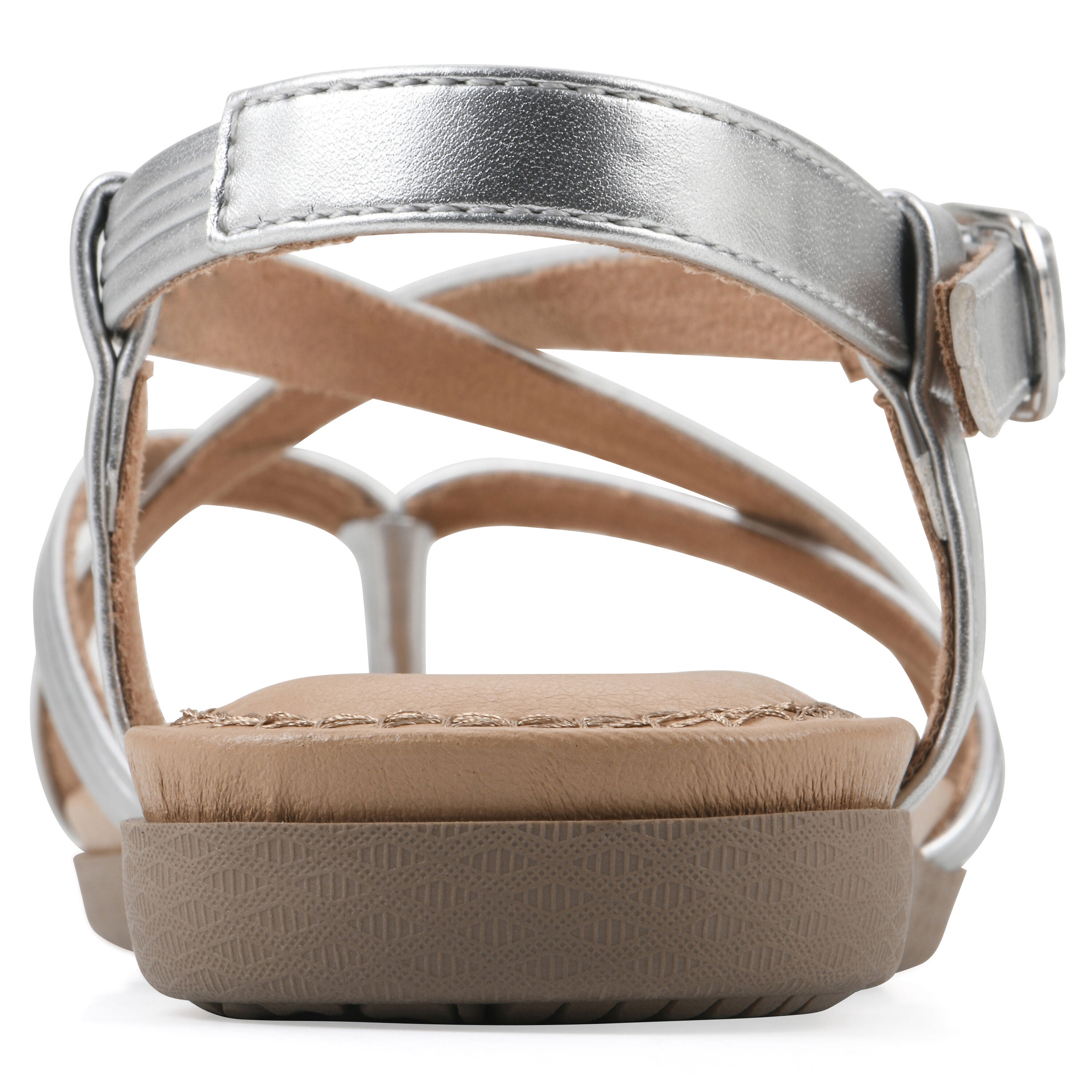 Frania Strappy Flat Sandal, SILVER SMOOTH, on-hover image number 1