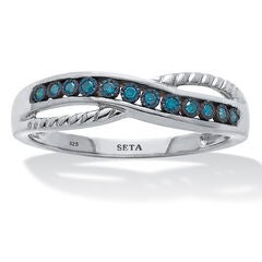 .06 TCW Blue Diamond Sterling Silver Twist Ring