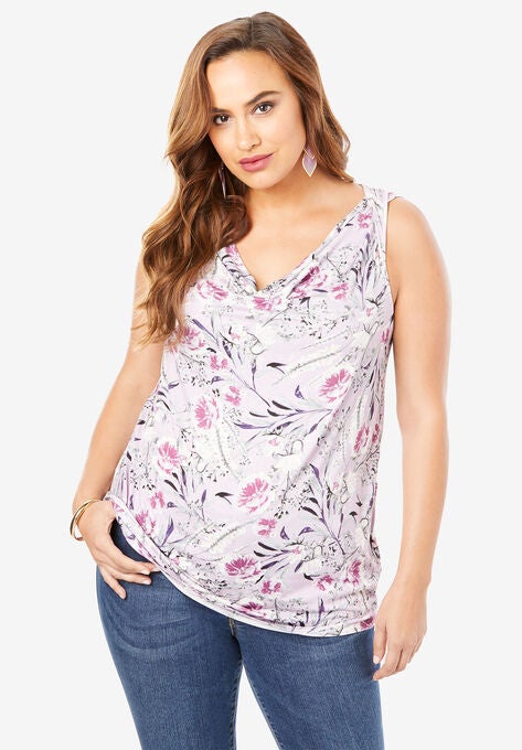 Cowl Neck Drape Tank Plus Size Tank Tops Roaman S