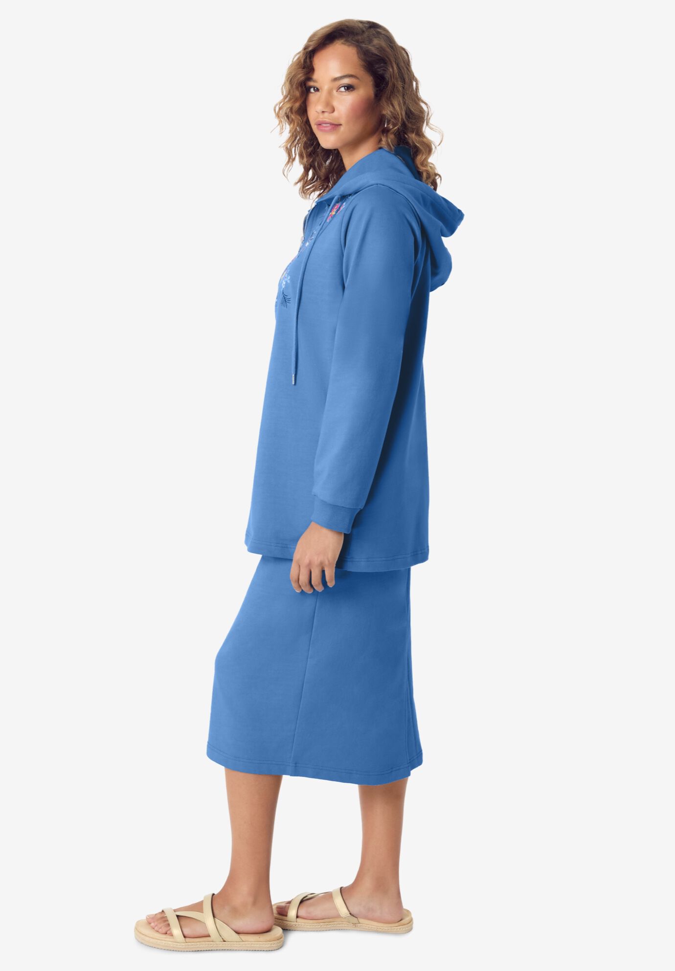 Embroidered French Terry Hoodie, HORIZON MULTI EMBROIDERY, alternate image number 2