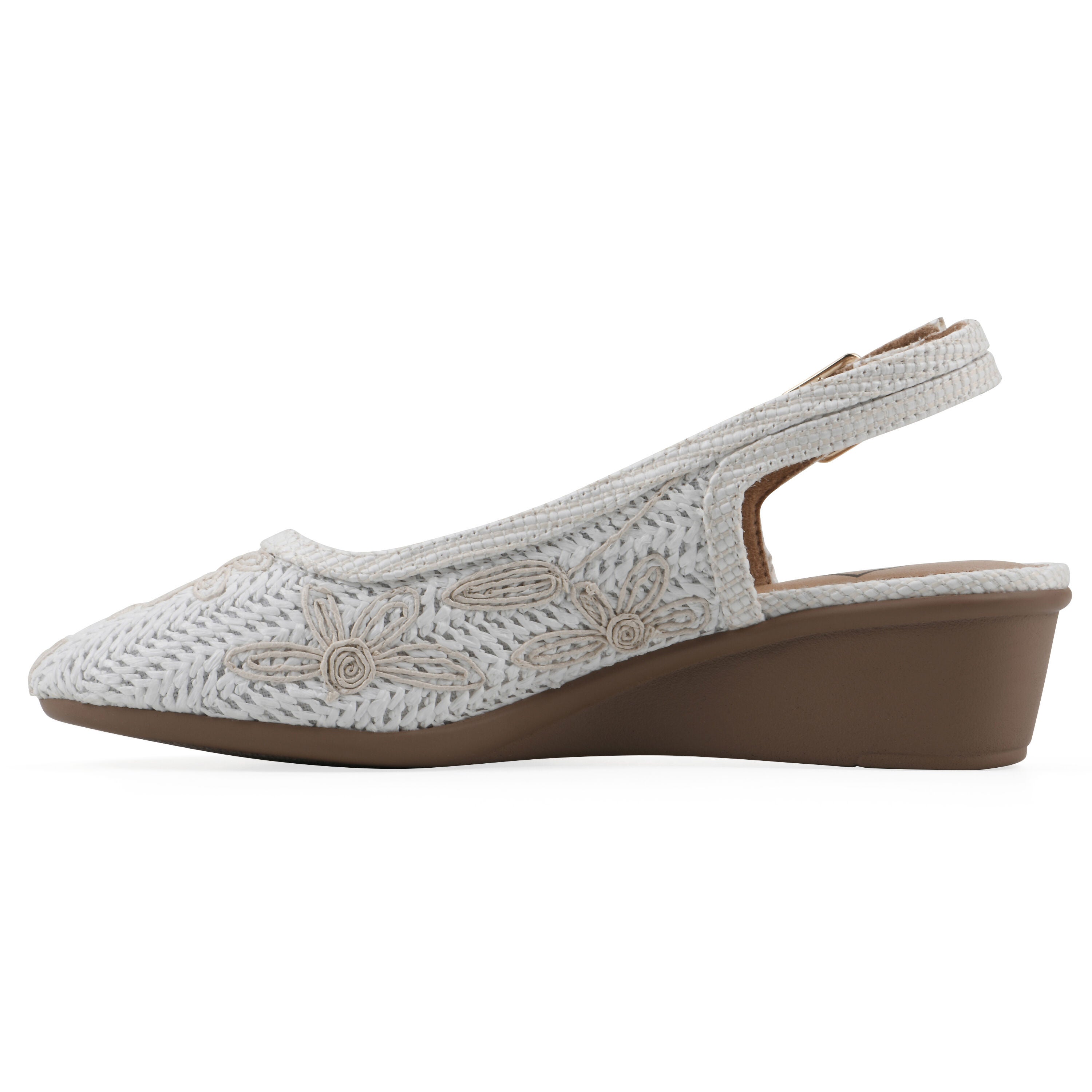 Boris Slingback Wedge, WHITE FABRIC, alternate image number 3