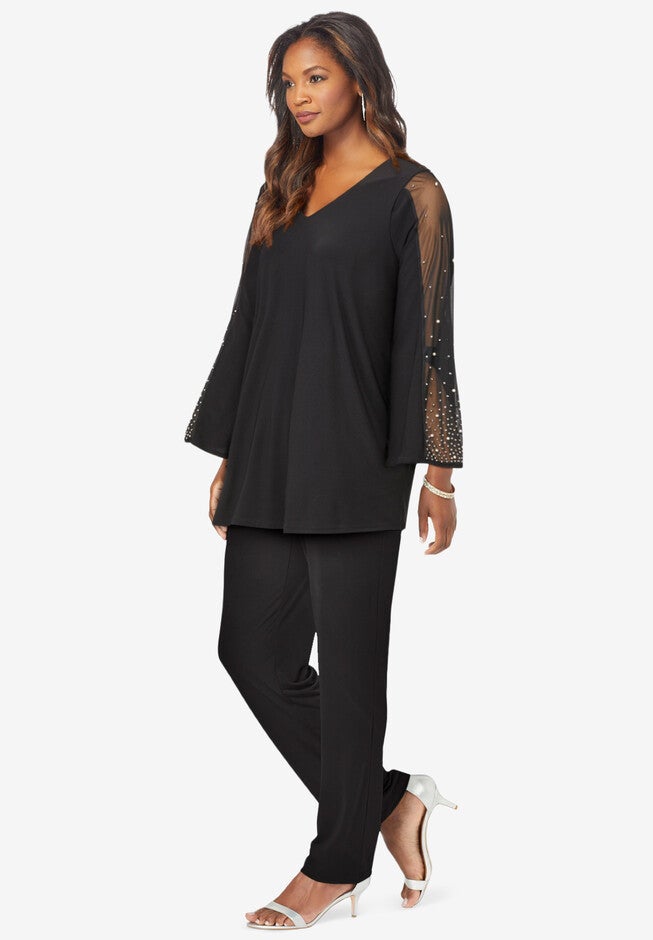Ultrasmooth® Fabric Embellished Pant Set, , alternate image number null