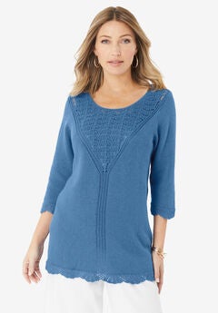 Lace Knit Pullover Sweater