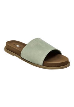 Womens Faux Leather Open Toe Slide Footbed Sandal