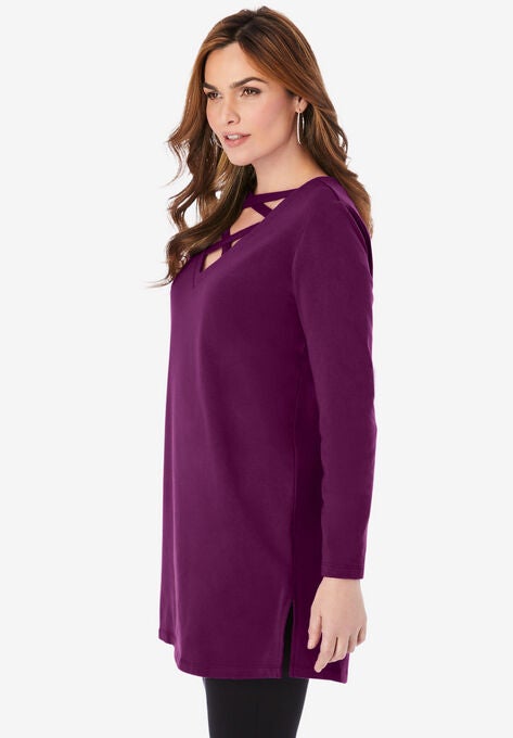 Crisscross Sweatshirt Tunic, , alternate image number null