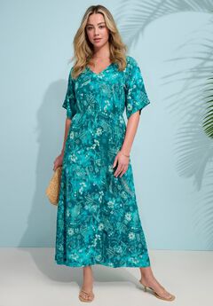 Plus Size Stretch Knit Dolman Sleeve Maxi Dress