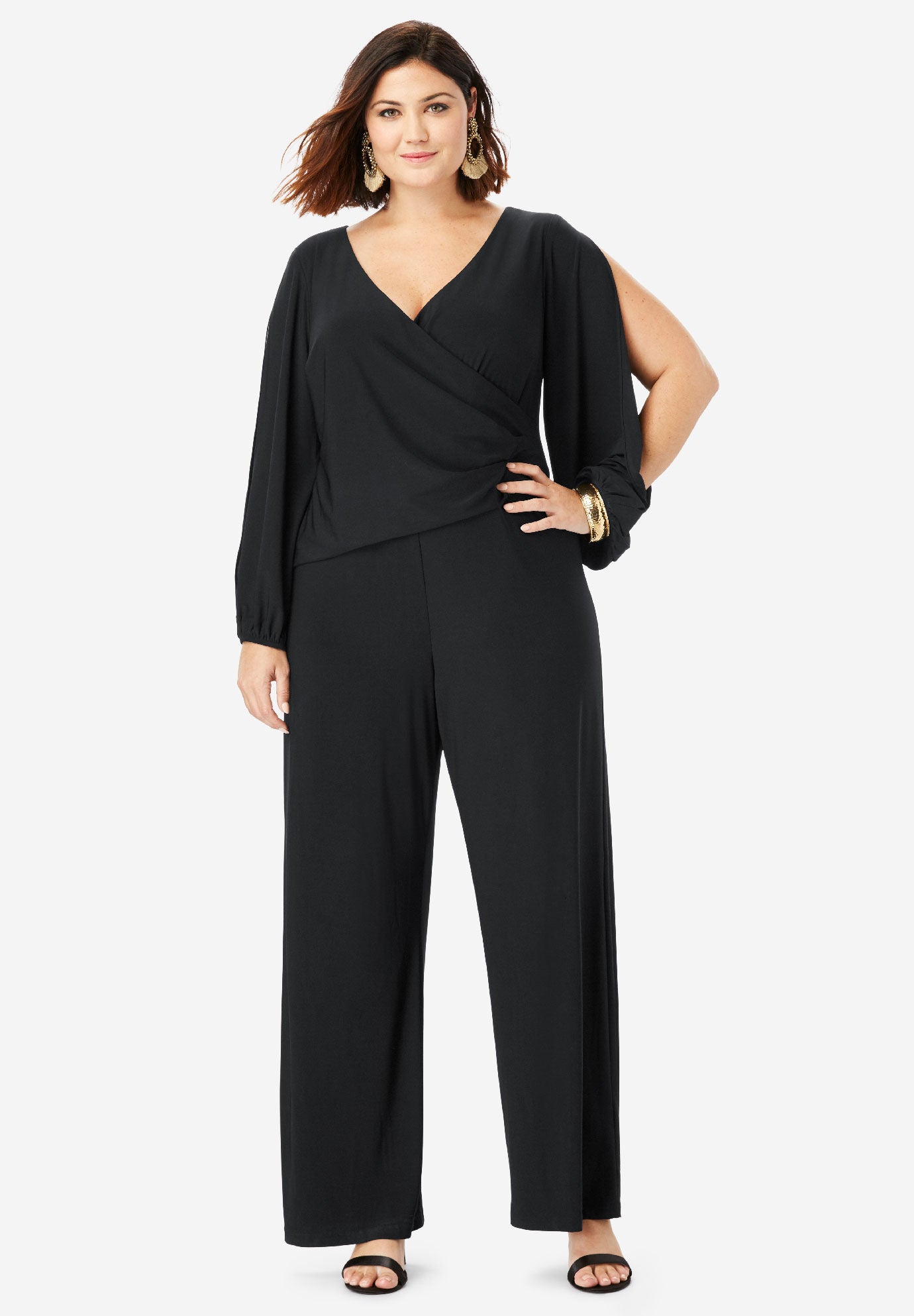 plus size formal jumpsuits with sleeves