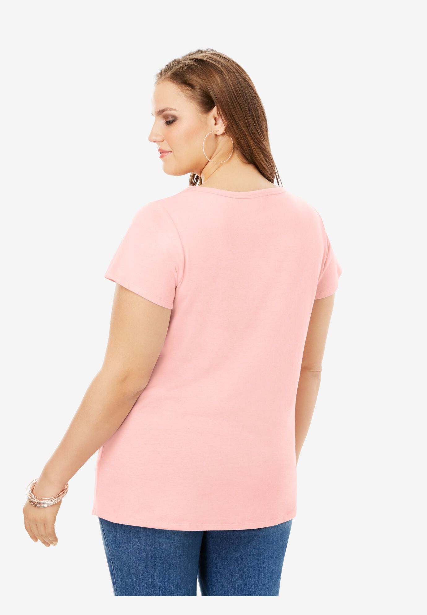 Plus Size Cotton Ultimate Flutter Sleeve Sweetheart Tee, SOFT BLUSH, on-hover image number 1