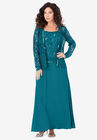 Beaded Lace Jacket Dress, DEEP TEAL, hi-res image number null