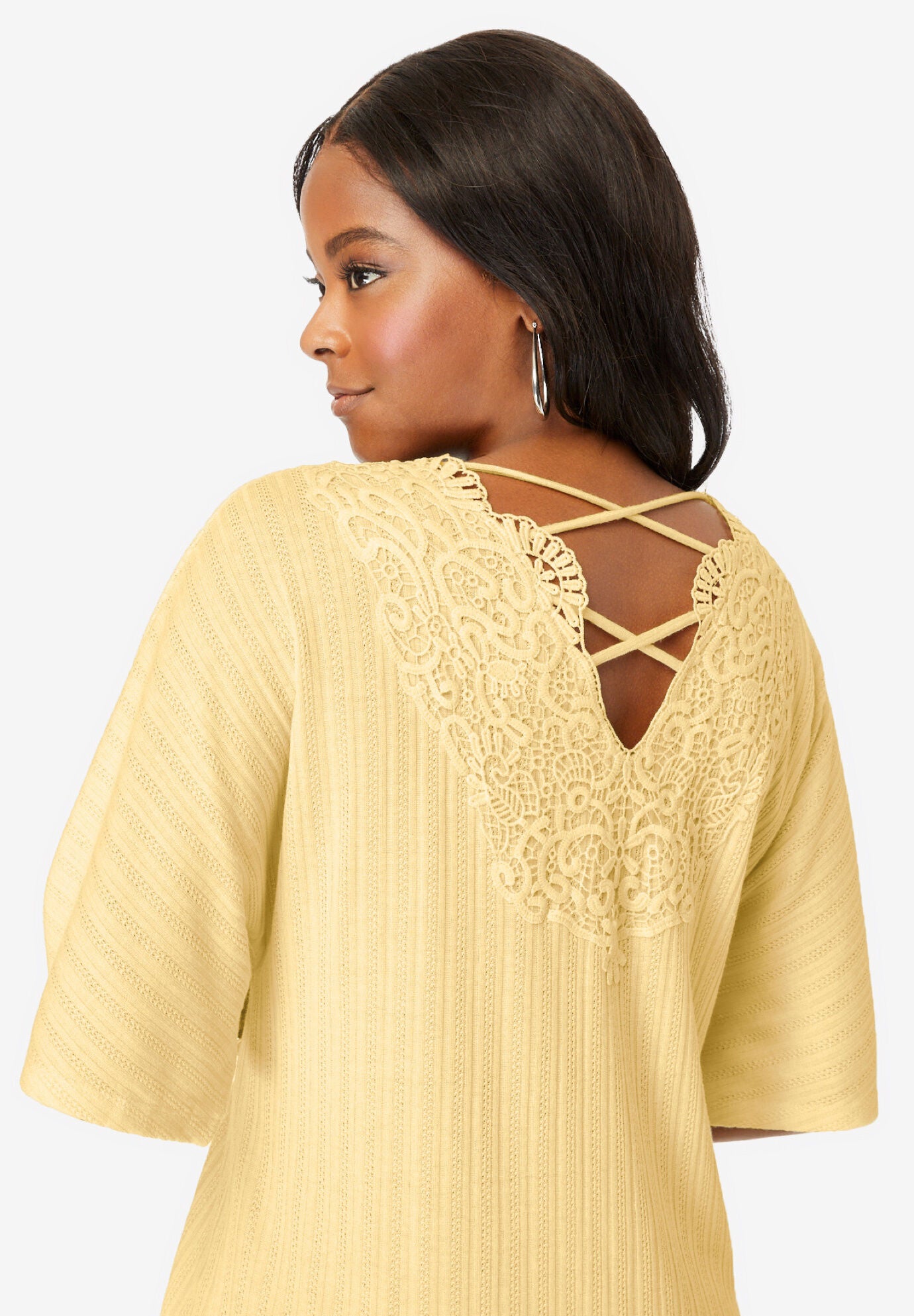 Lace Back Pointelle Tunic, , on-hover image number 1