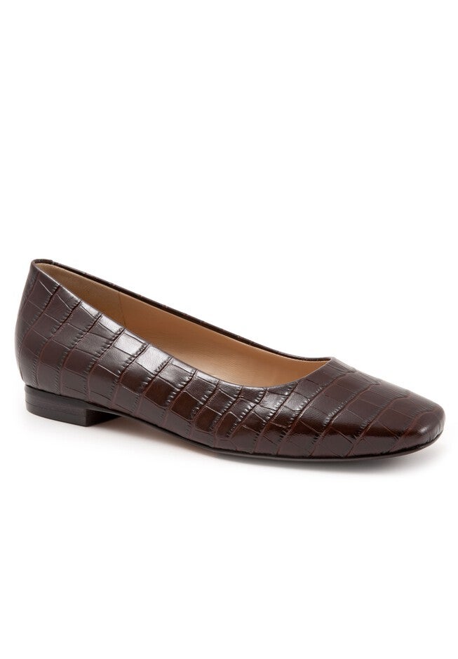 Honor Slip On Flat, DARK BROWN CROCO, hi-res image number 0