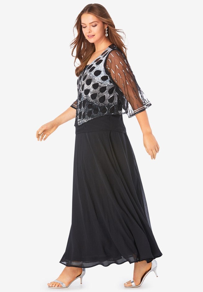 Ombre-Sequined Jacket Dress, , alternate image number null