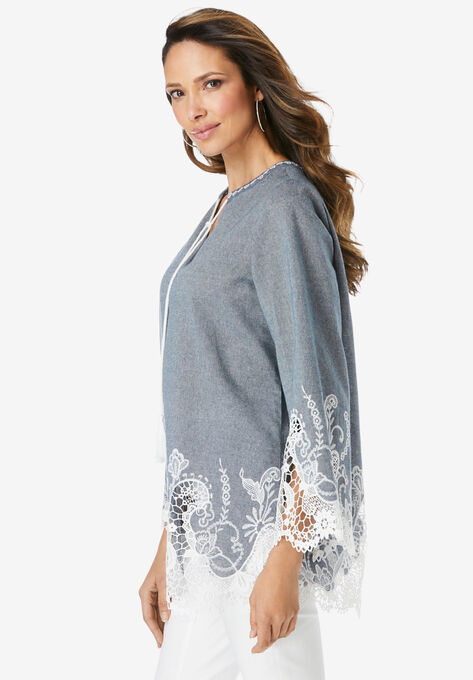 Lace Chambray Tunic, , alternate image number null